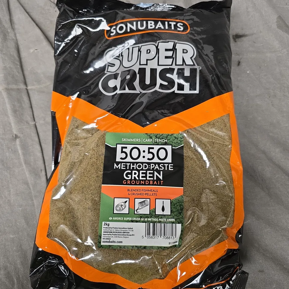 SEALED SONUBAITS SUPER CRUSH 50:50 GREEN GROUNDBAIT - 2KG