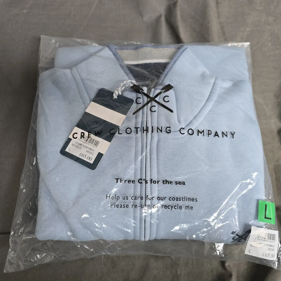 BAGGED CREW CLOTHING COMPANY CLASSIC 1/2 ZIP SWEAT IN KENT BLUE - LARGE