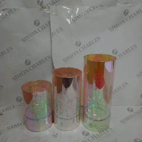 BUNDLEBERRY BY AMANDA HOLDEN SET OF WIRE LIGHT GLASS CYLINDER LANTERNS