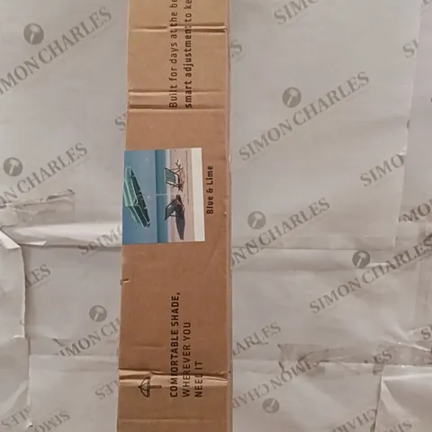 BOXED VOYAGER BEACH UMBRELLA BLUE AND LIME