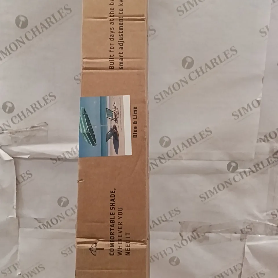 BOXED VOYAGER BEACH UMBRELLA BLUE AND LIME