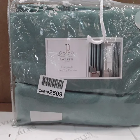BRAND NEW PAOLETTI READY MADE RING TOP CURTAINS - 229CM X 183CM (DUCK EGG)