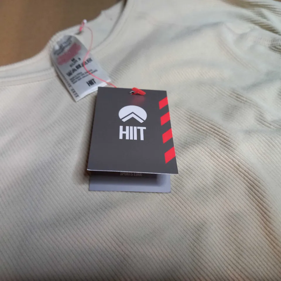 HIIT CREAM RIBBED CROPPED FITNESS TOP - MEDIUM