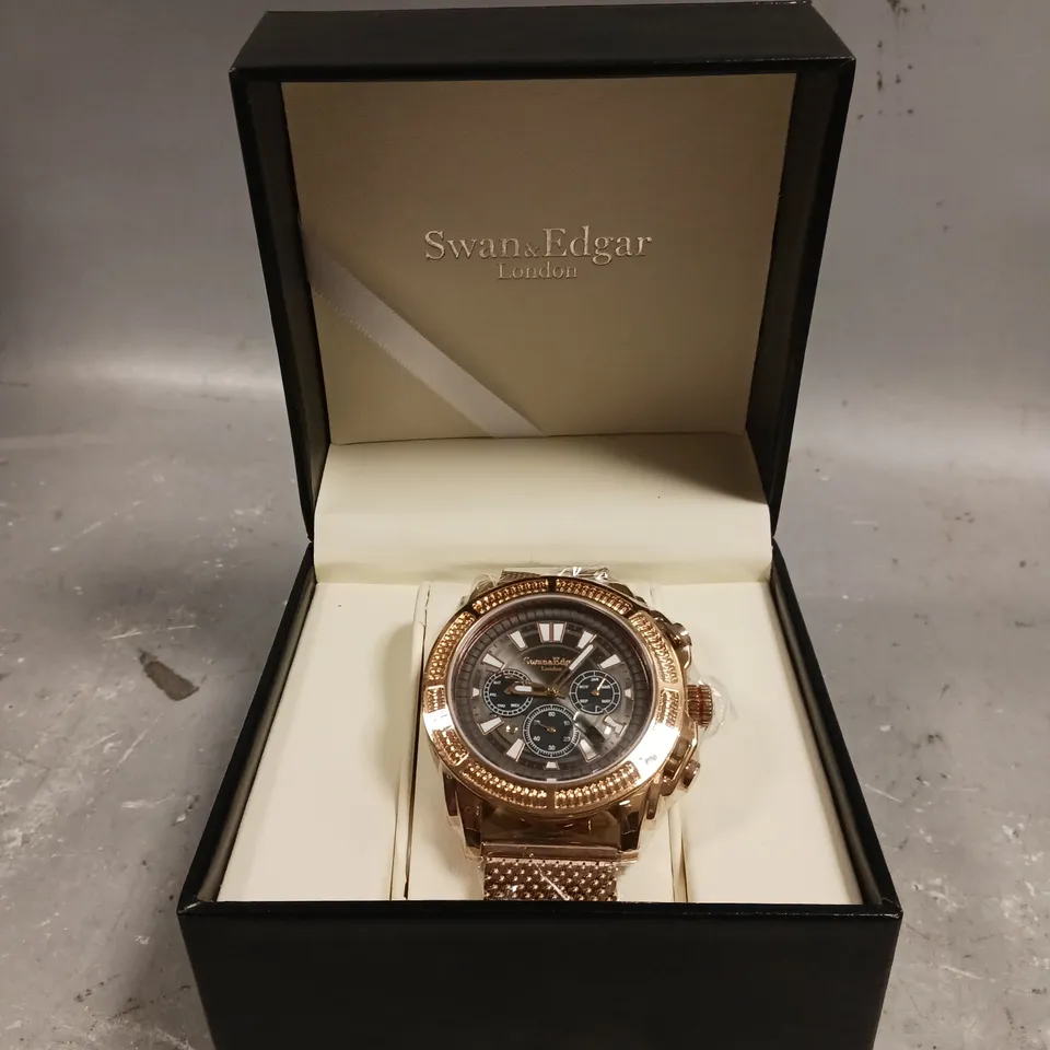 SWAN & EDGAR NOBLE ROSE BLACK DIAL WATCH 