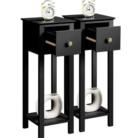 BOXED BEDSIDE TABLE WITH STORAGE -BLACK-