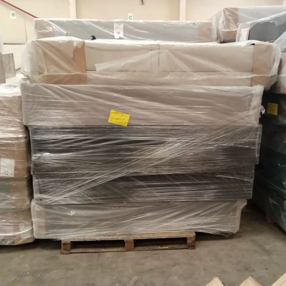 PALLET OF ASSORTED DESIGNER DIVAN BASES, SIZES AND SETS VARY
