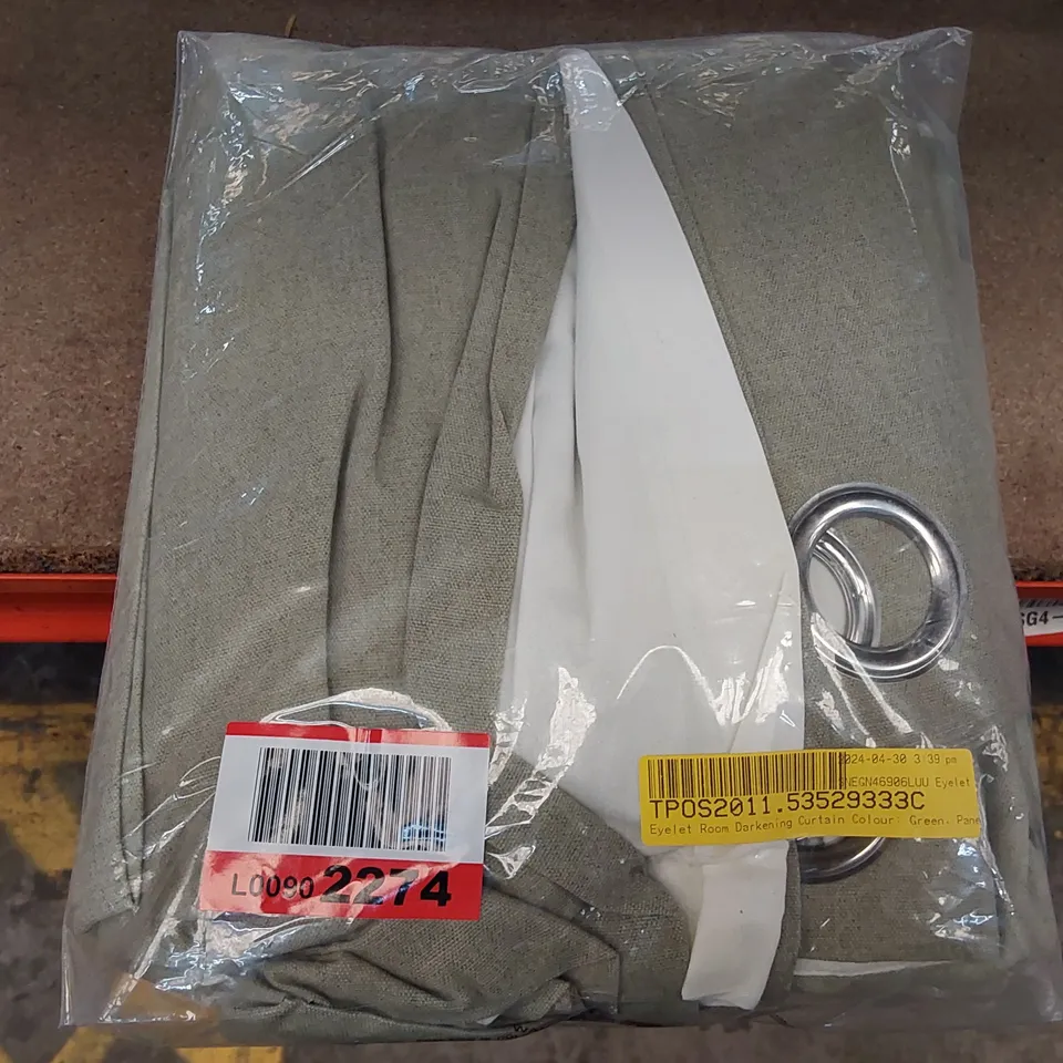 BAGGED EYELET ROOM DARKENING CURTAINS - GREEN // 117 X 228CM (1 ITEM)