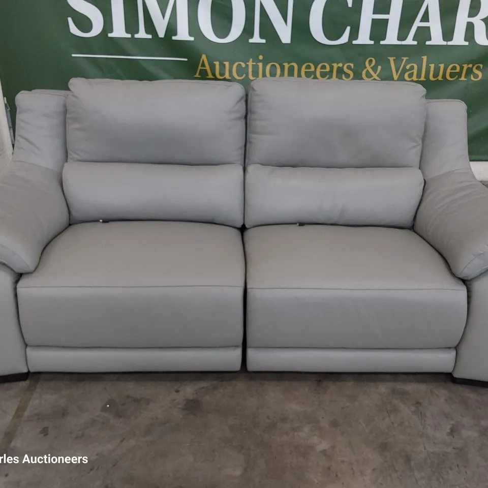 QUALITY ITALIAN DESIGNER DEGANO POWER RECLINING THREE SEATER SOFA GREY LEATHER 