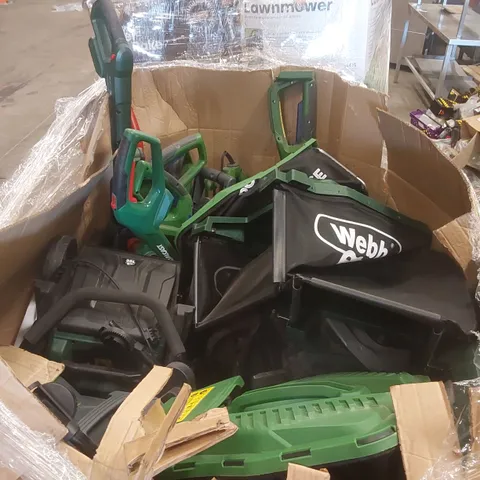 PALLET CONTAINING A VERY LARGE QUANTITY OF ASSORTED LAWN MOWERS AND OTHER ELECTRIC GARDEN TOOLS