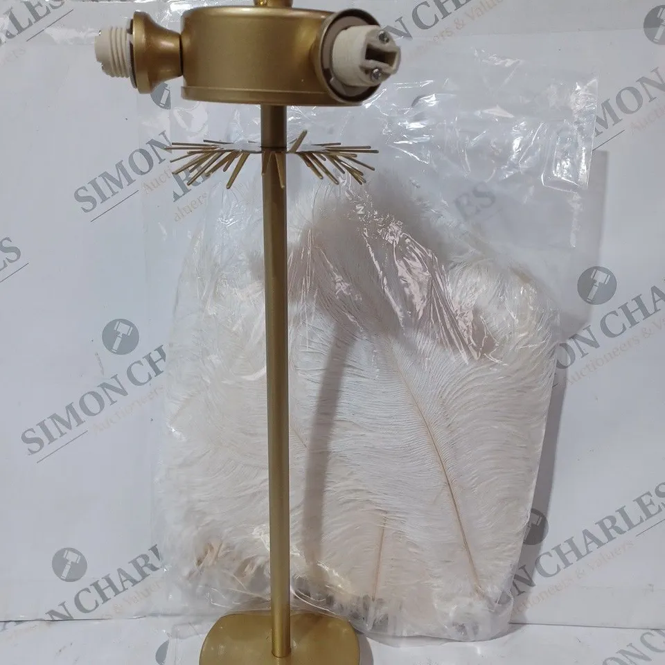 BOXED UNBRANDED CEILING LIGHT WITH FEATHER EFFECT SHADE IN METALLIC GOLD COLOUR