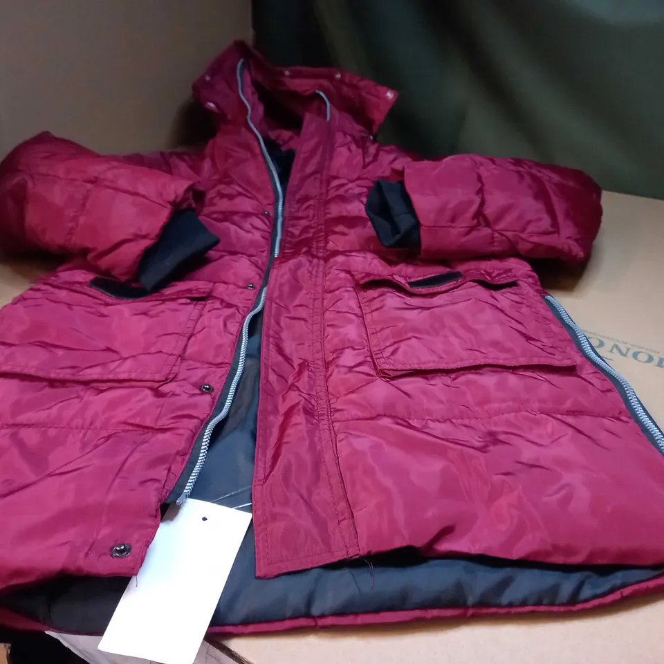 DESIGNER DEEP RED PADDED/HOODED COAT