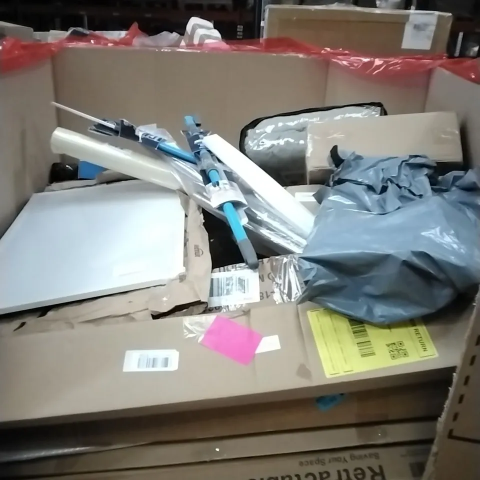 PALLET OF HOUSEHOLD ITEMS TO INCLUDE AIR FRYER OVEN, BED RAIL GUARD, RUG,SEAT PROTECTORS AND OTHER ASSORTED ITEMS...