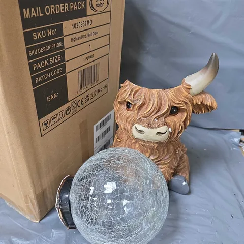 BOXED SMART SOLAR HIGHLAND COW CRACKLE SOLAR LIGHT