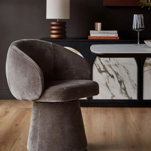BOXED DANETTI DARCY MOCHA CHENILLE SWIVEL CHAIR