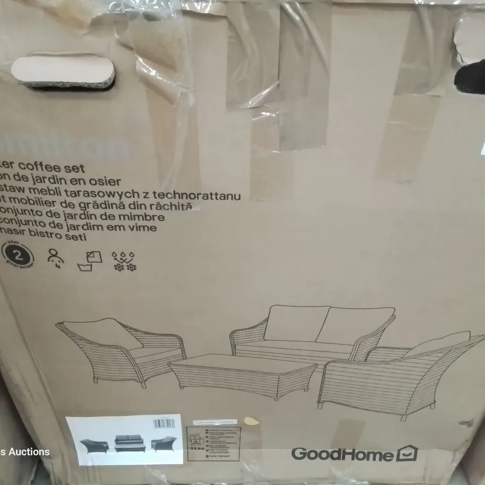BOXED GOODHOME HAMILTON WICKER COFFEE SET 