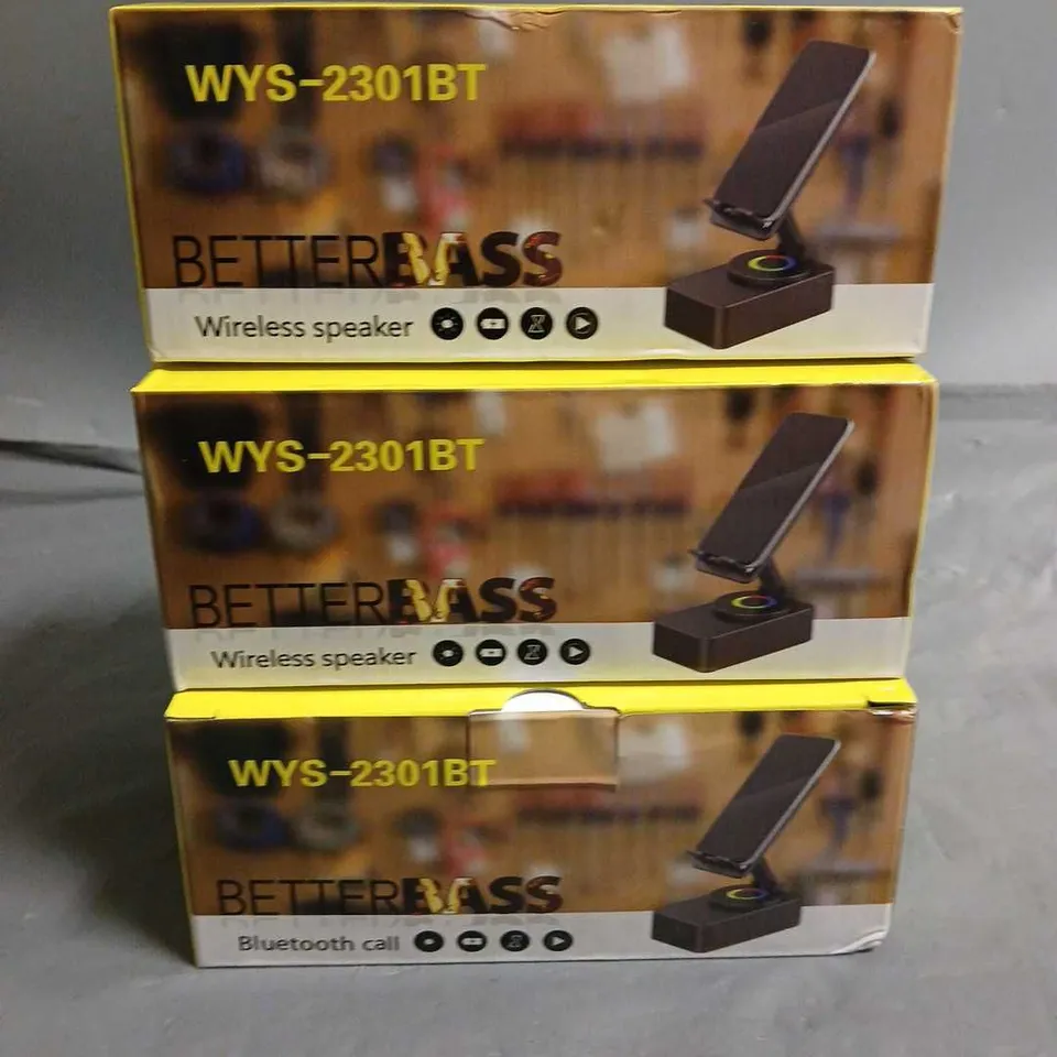 LOT OF 3 BOXED BETTERBASE WIRELESS SPEAKERS