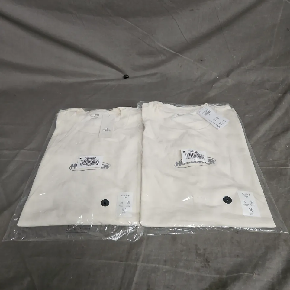 HOLLISTER COOLING TEE BOXY FIT – CREAM, SIZE L (2 PACK)