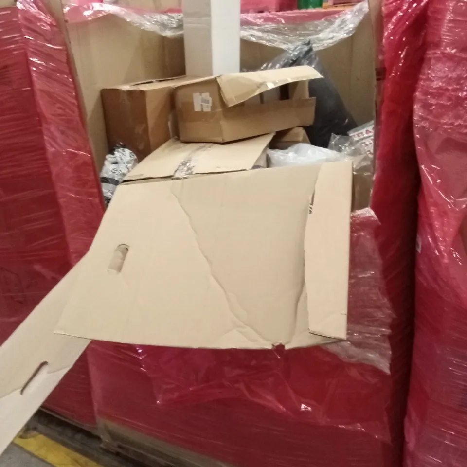 PALLET OF ASSORTED HOUSEHOLD GOODS AND PRODUCTS TO INCLUDE; GLASS JARS, WALKING CANE/STICK AID, BEDROOM ITEMS ETC