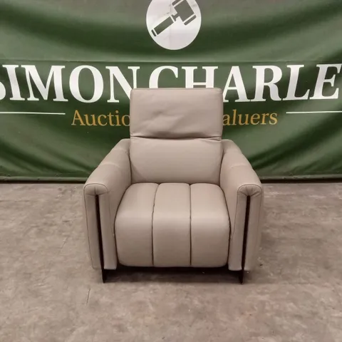 QUALITY DESIGNER ITALIAN MADE CREMA SCALED DOWN LEATHER ARMCHAIR