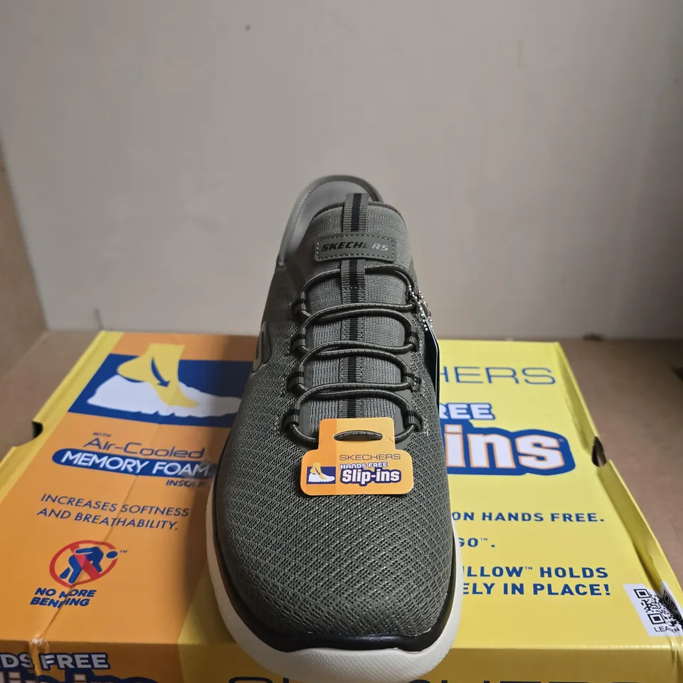 BOXED PAIR OF SKECHERS MEN'S SLIP-INS MEMORY FOAM SLIP-ON SNEAKERS – GREY, UK 11