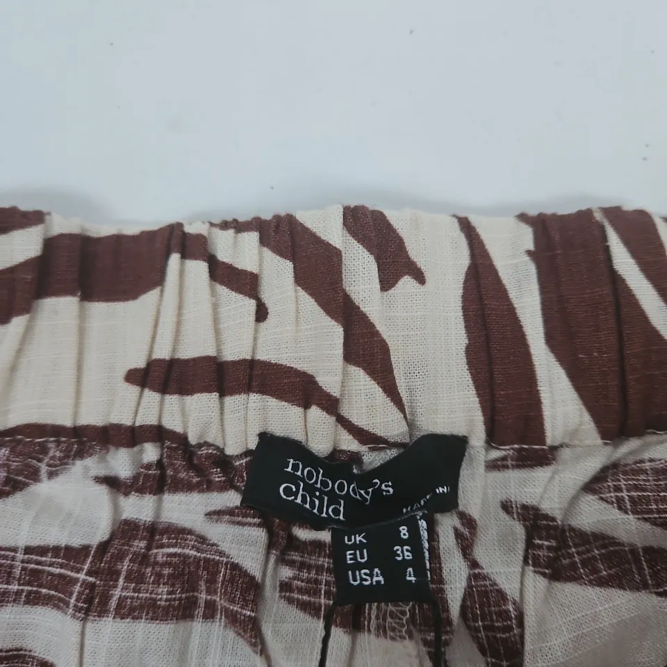 NOBODY'S CHILD ZEBRA PRINT TROUSERS, UK 8 (EU 36, USA 4)
