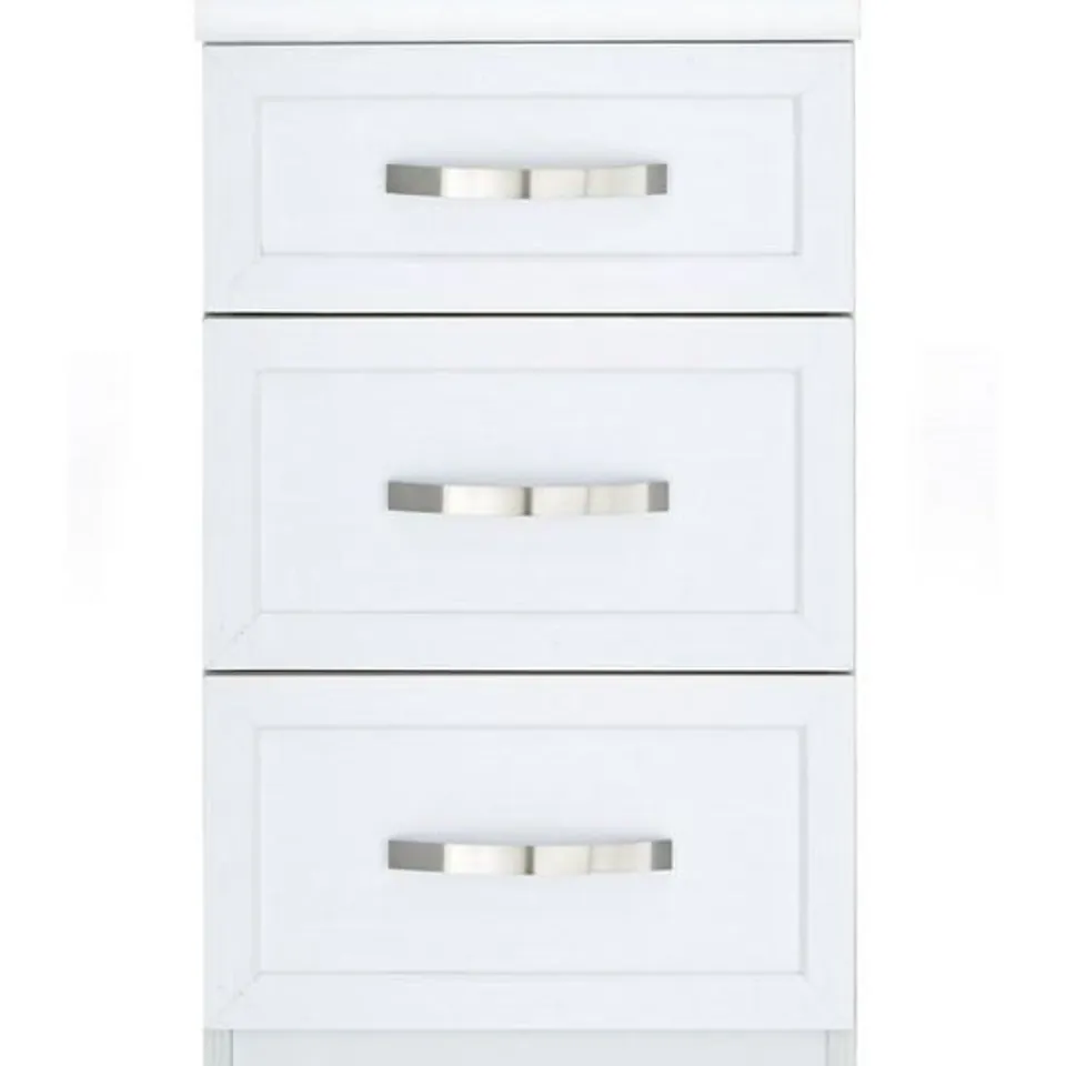 CAMBERLEY 3 DRAWER GRADUATED BEDSIDE CHEST N WHITE RRP £79