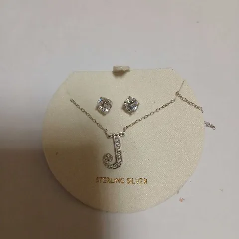 DIAMONIQUE 1.9CT TW INITIAL PENDANT & EARRING SET IN BAUBLE STERLING SILVER 