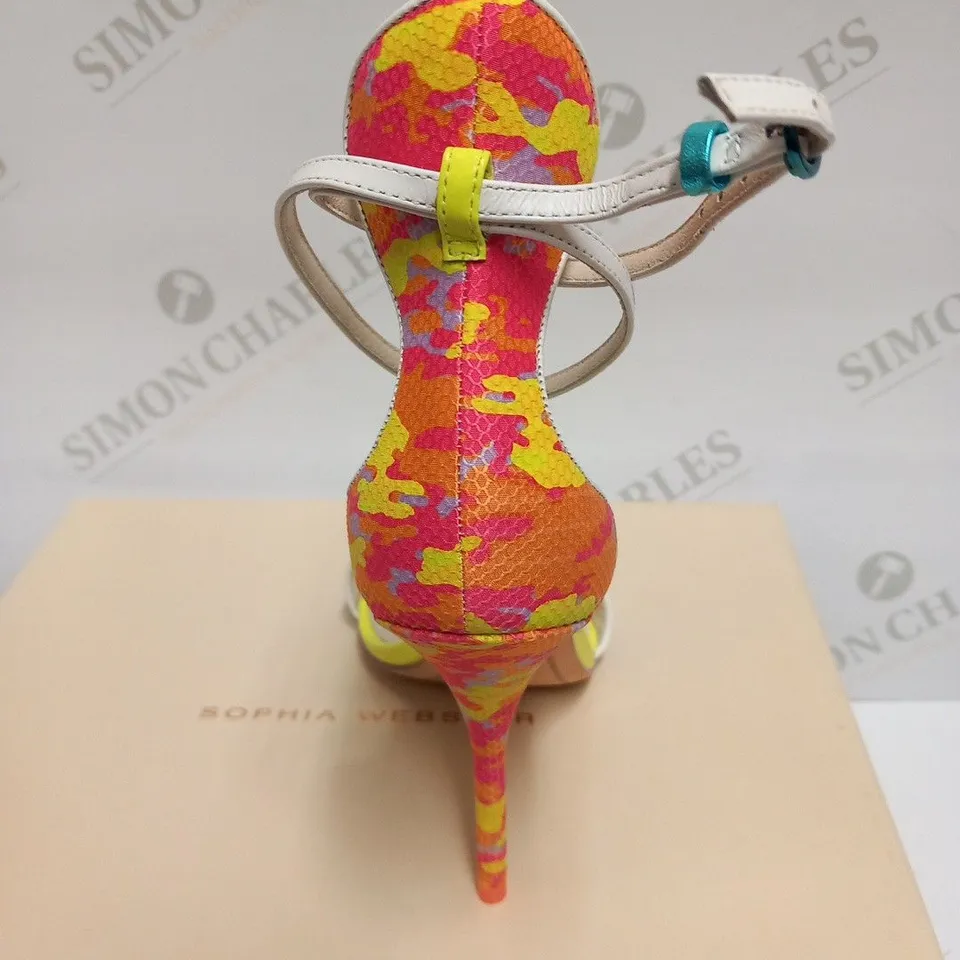 BOXED PAIR OF SOPHIA WEBSTER NICOLE PINK CAMO 100 SIZE 39