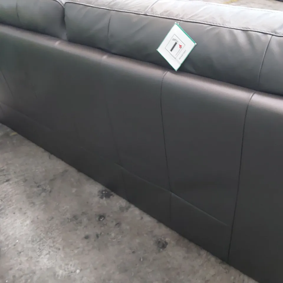 DESIGNER THREE SEATER SOFA GREY LEATHER 