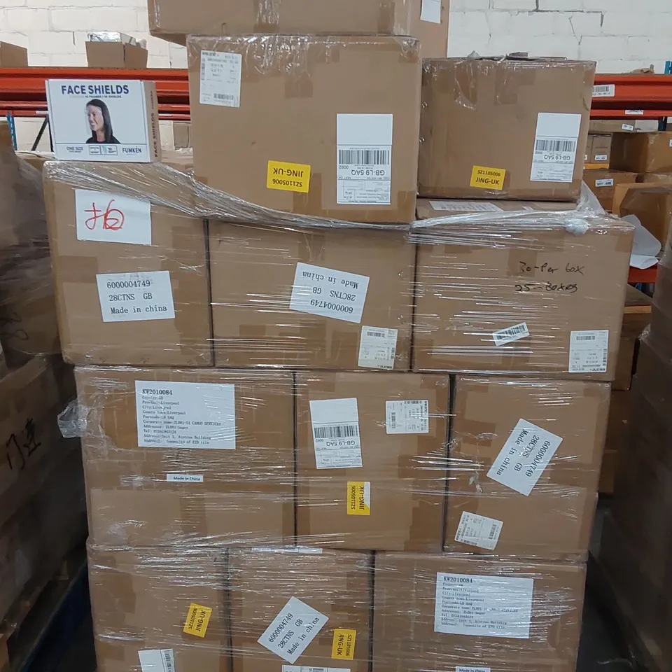 PALLET OF 30 BOXES OF FACE MASK PACKS (APPROXIMATELY 25 PACKS PER BOX)