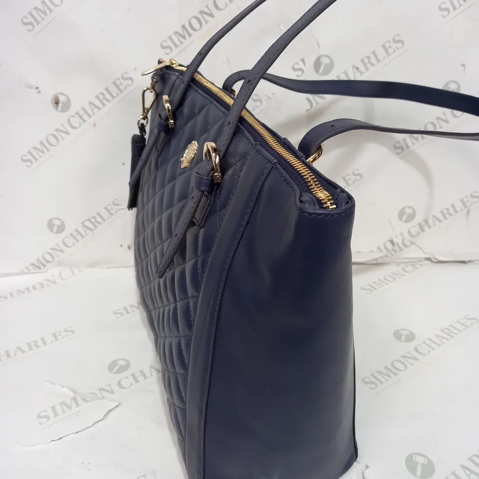 PAUL COSTELLOE QUILTED LEATHER DIAMOND DESIGN BAG IN BLUE