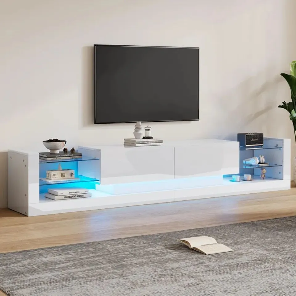 BOXED 75" TV STAND WITH 2 DOORS AND NICHES WHITE 