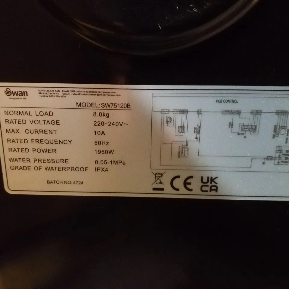 SWAN 8KG 1400 SPIN FREESTANDING WASHING MACHINE - BLACK