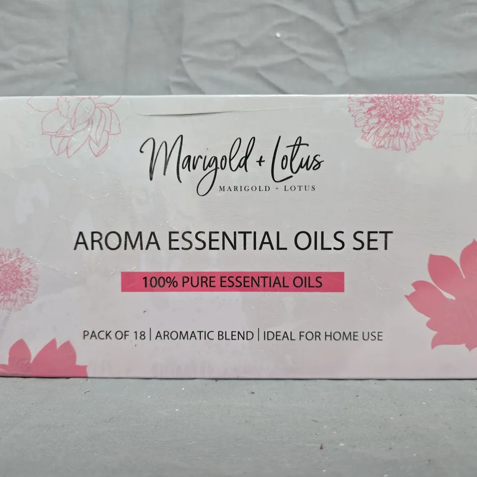 MARIGOLD + LOTUS AROMA ESSENTIAL OILS SET – PACK OF 18 X 10ML BOTTLES