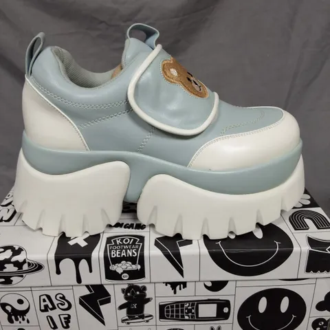 BOXED KOI TEDDY SURA BLUE VILUN PLATFORM TRAINERS - UK4