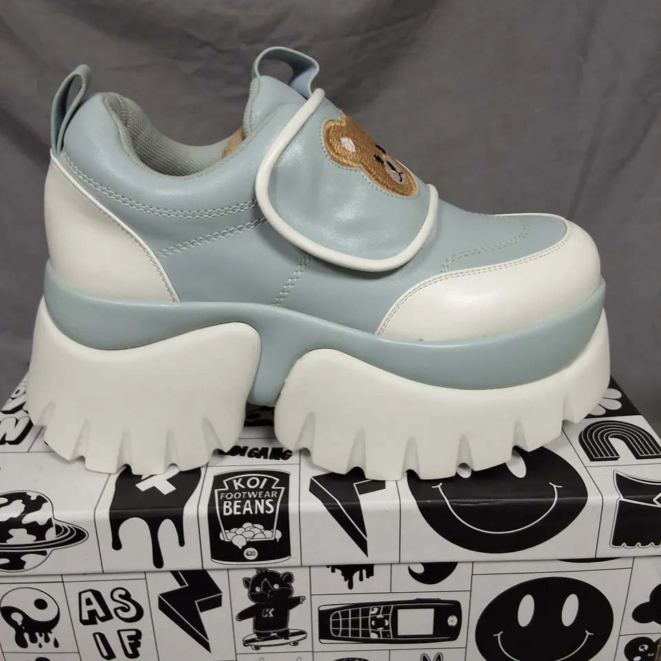 BOXED KOI TEDDY SURA BLUE VILUN PLATFORM TRAINERS - UK4