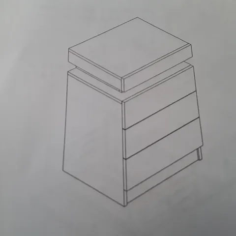 BOXED ELFORDSON BEDSIDE TABLE RGB LED NIGHTSTAND 3 DRAWERS 4 SIDE HIGH GLOSS WHITE
