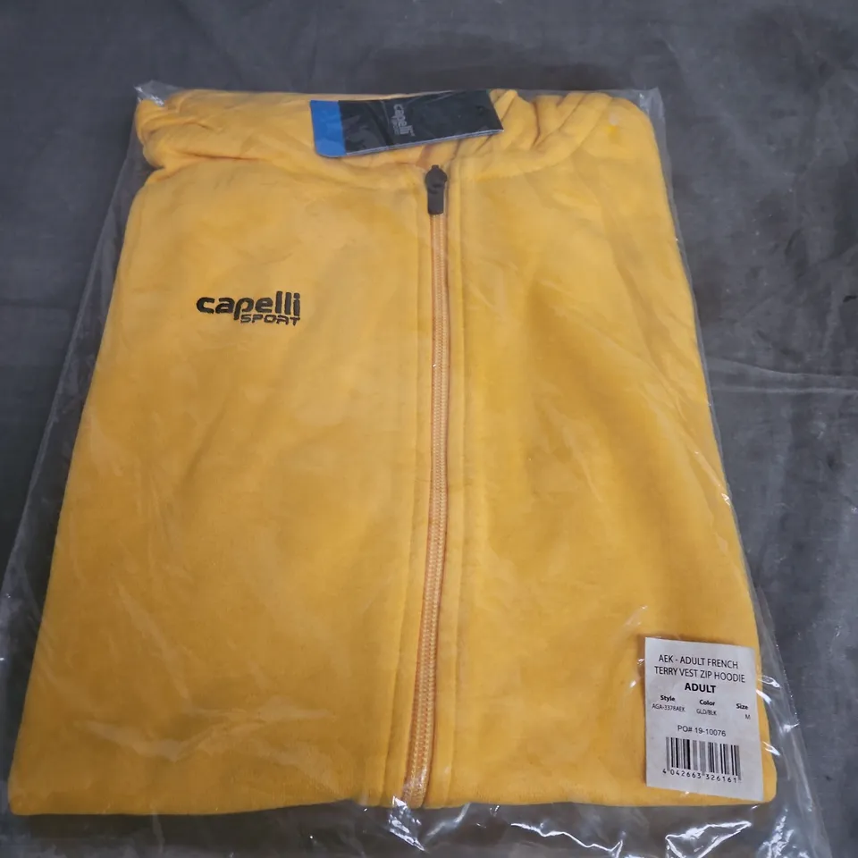 CAPELLI SPORT ADULT FRENCH TERRY ZIP HOODIE – GOLD/BLACK, SIZE M