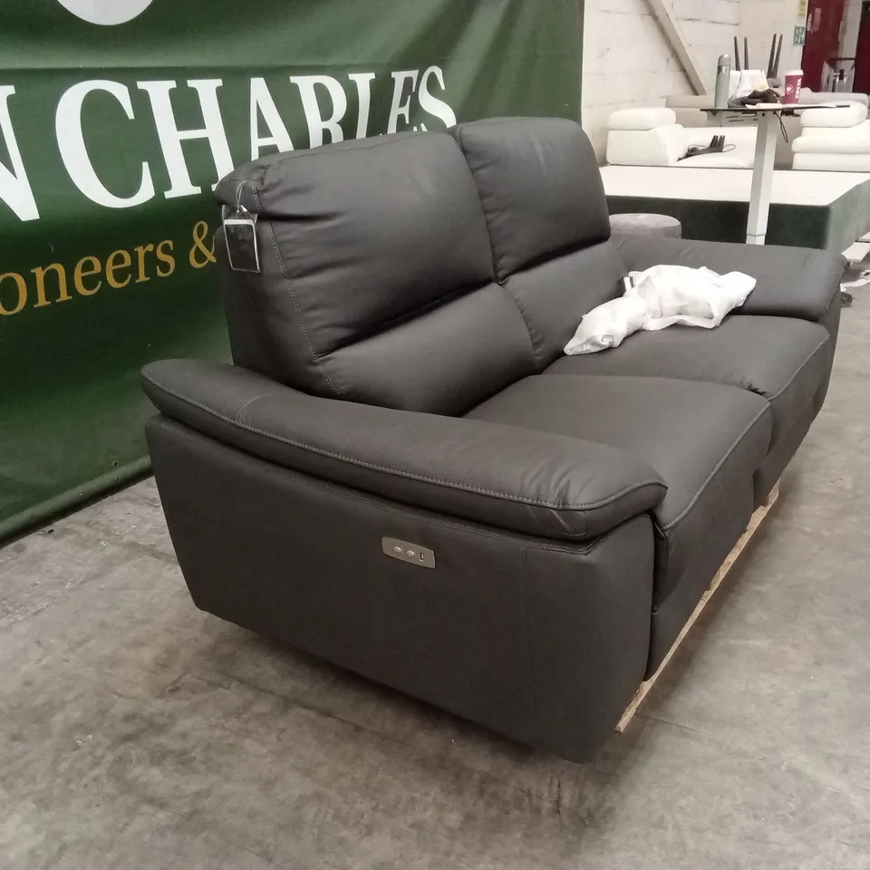 PAVILION 2 SEATER LEATHER/FAUX LEATHER POWER RECLINER SOFA - CHARCOAL RRP £949