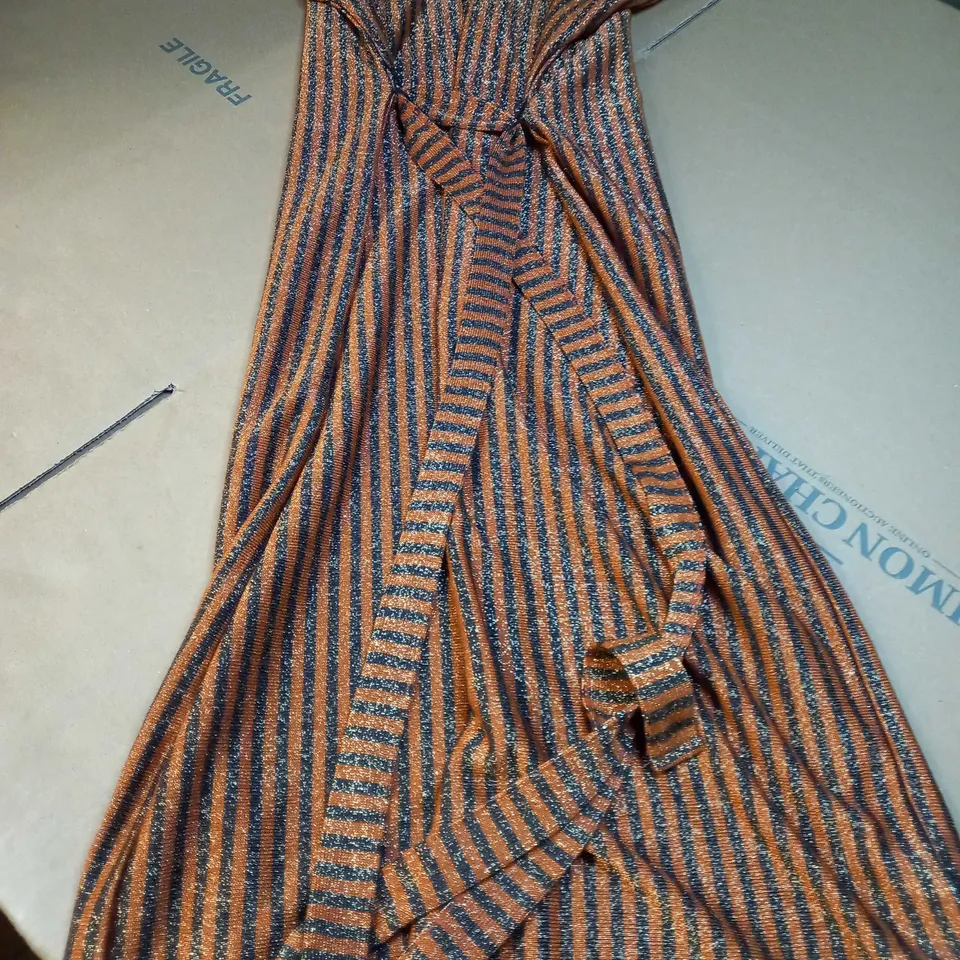 ZARA ORANGE/CHARCOAL GLILLTER MAXI DRESS - MEDIUM