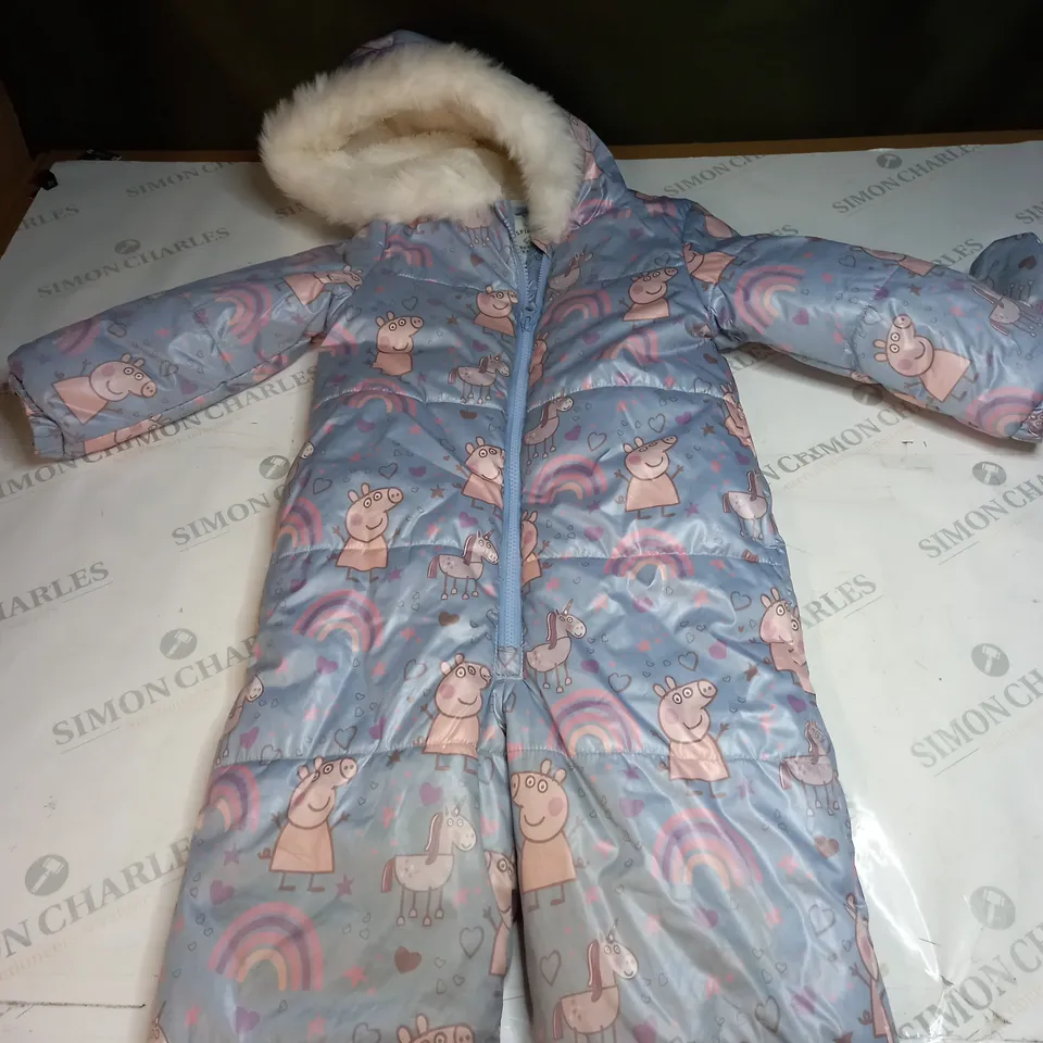 PEPPA PIG ALL IN ONE SNOW SUIT WITH FAUX FUR HOOD SIZE UNSPECIFIED