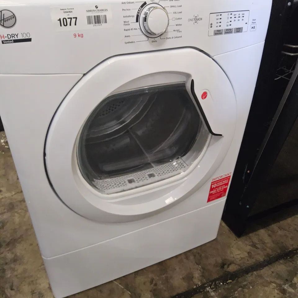 HOOVER HLEV9LG FREESTANDING VENTED TUMBLE DRYERCANDY SMART PRO FREESTANDING WASHING MACHINE WHITE