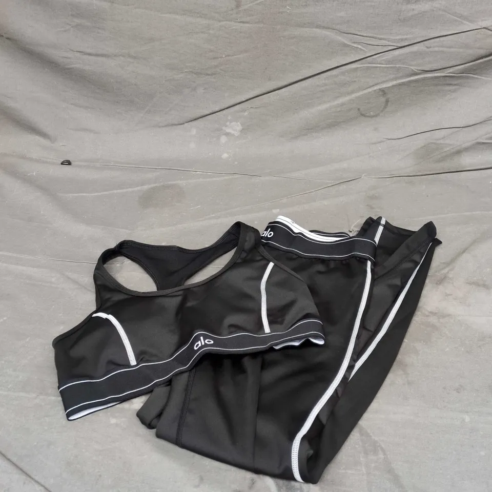 ALO YOGA BLACK SPORTS BRA & LEGGINGS SET – SIZE M