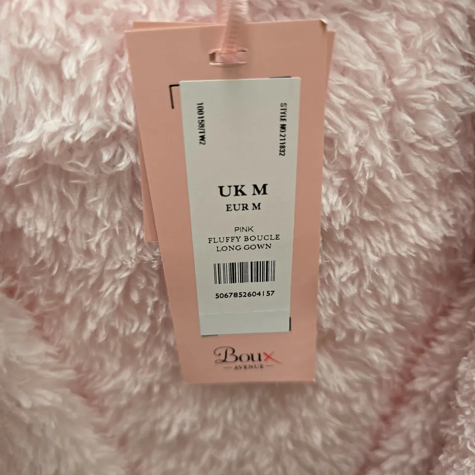 BOUX AVENUE PINK FLUFFY BOUCLE LONG GOWN – UK M
