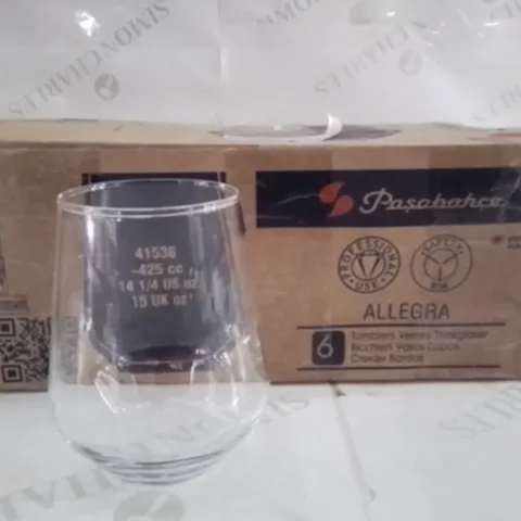 BOXED PASABAHCE ALLEGRA GLASSES APPROXIMATELY 6