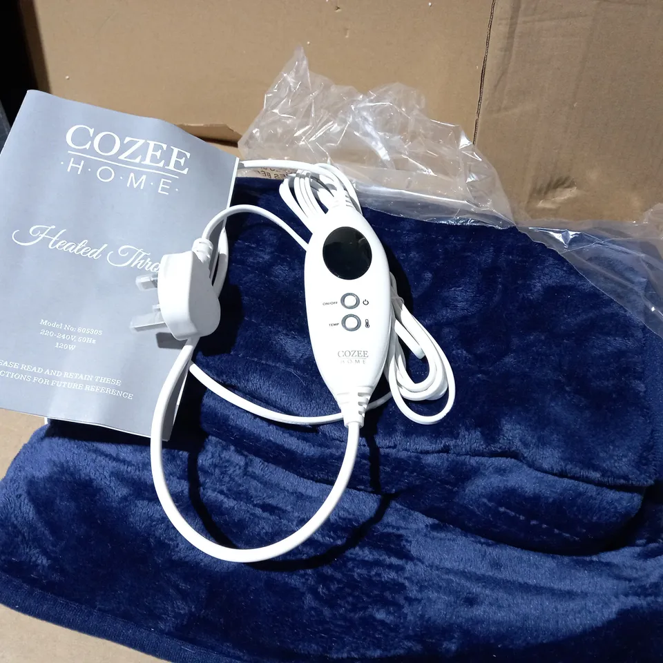 COZEE HOME HEATED PLUSH WASHABLE THROW WITH 9 HEAT SETTINGS