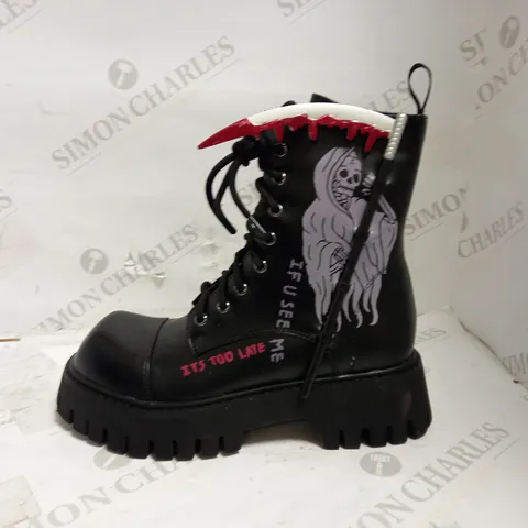 KOI VEGAN GRIM REAPER PLATFORM BOOTS UK SIZE 4