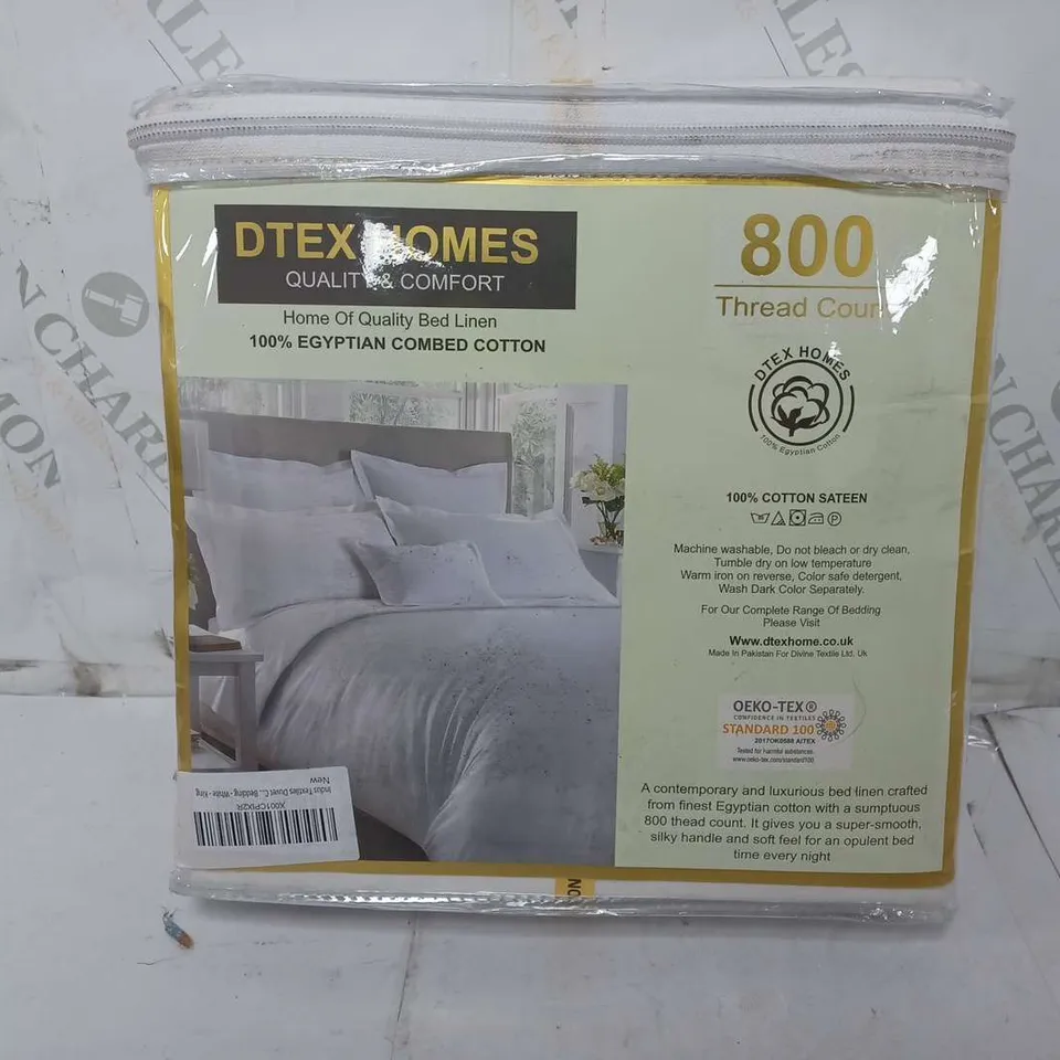 DTEX HOMES EGYPTIAN COMBED COTTON KING DUVET COVER SET IN WHITE