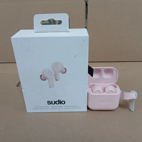 SUDIO WIRELESS EARBUDS WITH PINK CHARGING CASE – ACTIVE NOISE CANCELLING