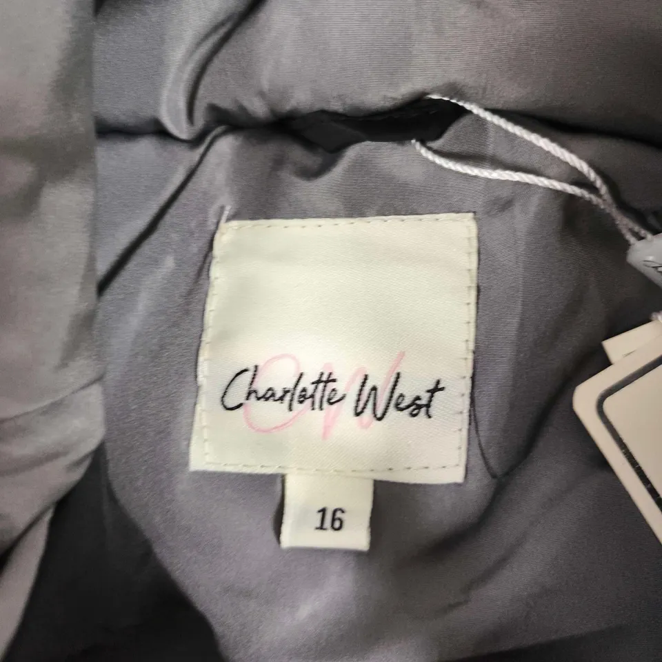 CHARLOTTE WEST WOMEN'S QUILTED HOODED JACKET – BLACK, UK SIZE 16